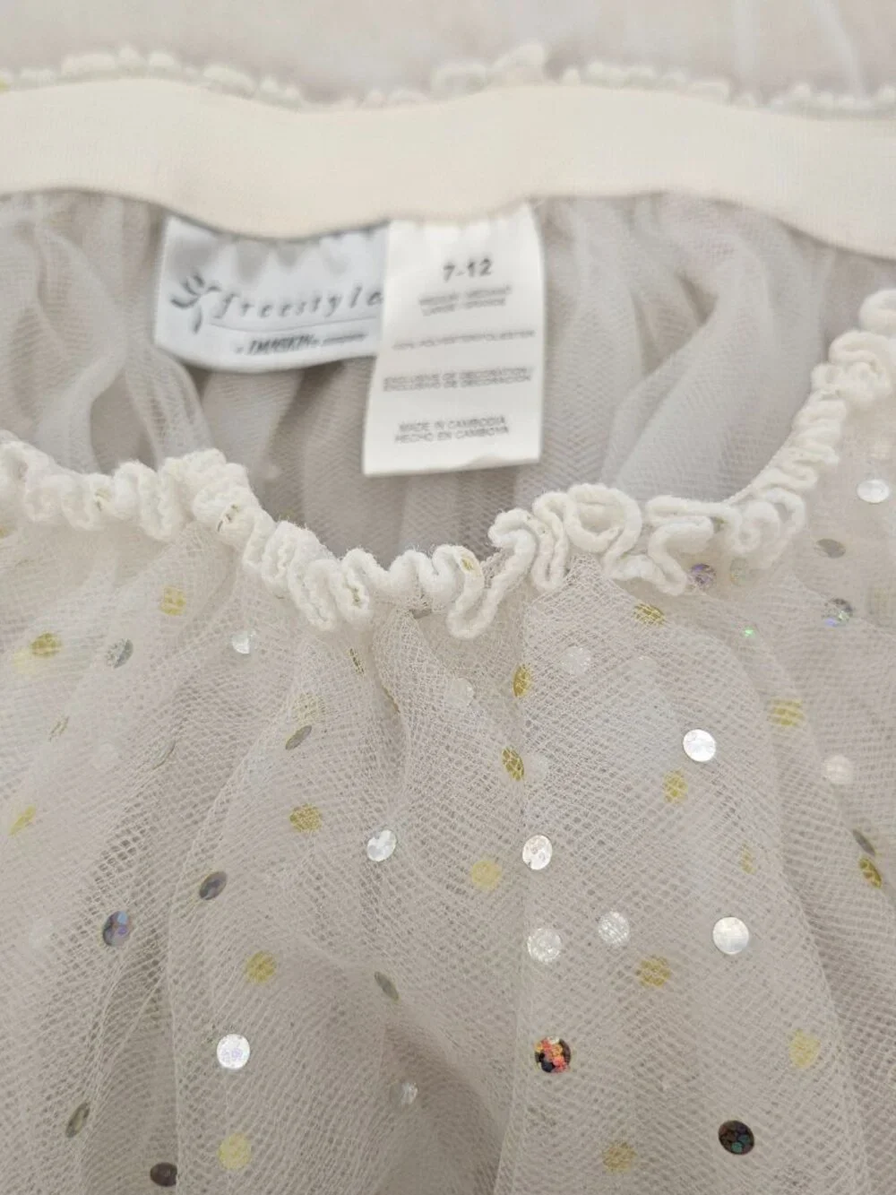 Danskin | White Sequin Tutu Skirt | Ballet Dance Costume | Girls M/L